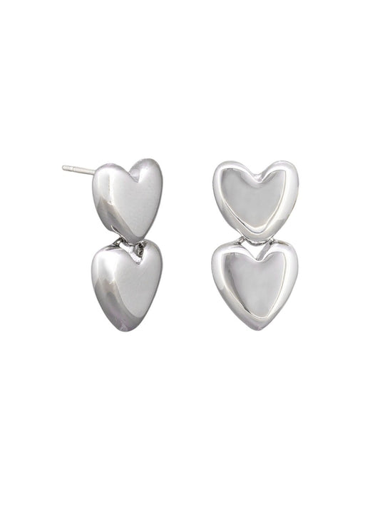 SILVER DOUBLE LOVE EARRING