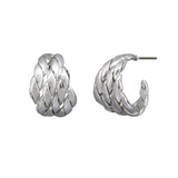 Silver Basket Weave Hoops