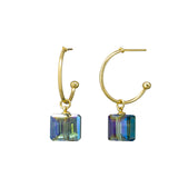 Green Square Crystal Drop Earring