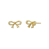 Gold Crystal Bow Earring