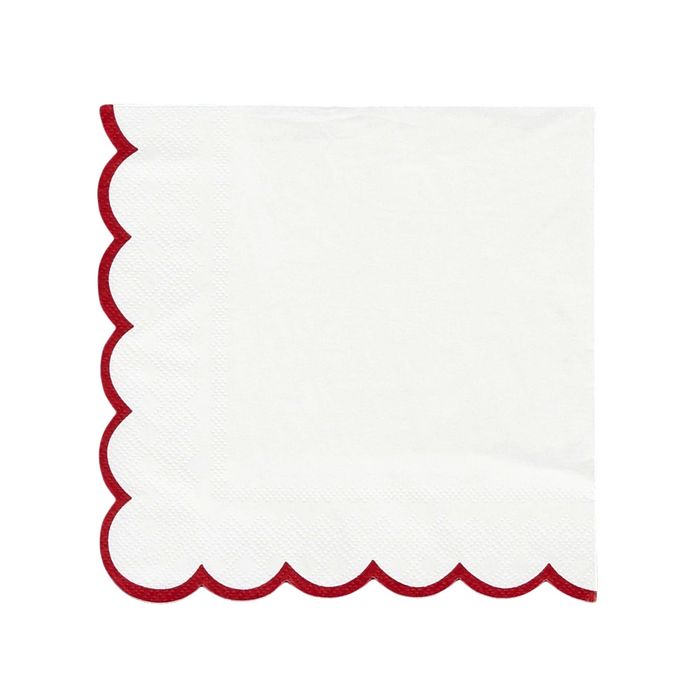 SCALLOPED NAPKIN - RED WHITE