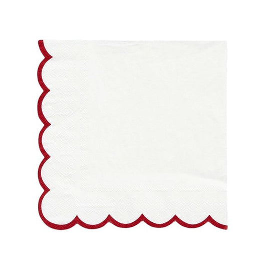 SCALLOPED NAPKIN - RED WHITE