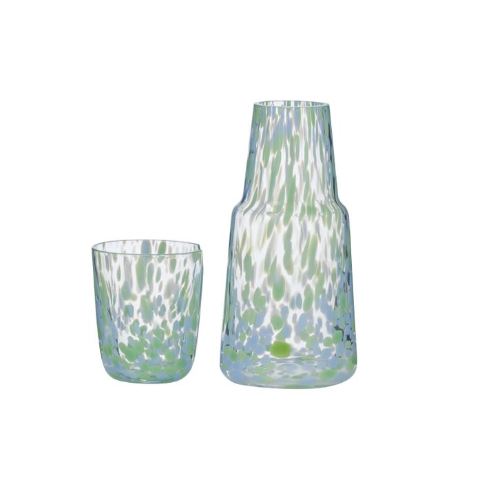 FRECKLE CARAFE GLASS SET - GREEN