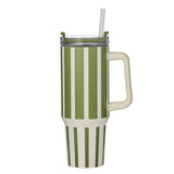 Vertice Stripe Insulated Mug - Olive