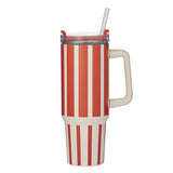 Vertice Stripe Insulated Mug - Tomato
