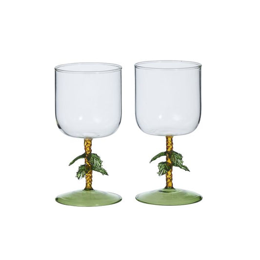 PALM TREE WINE GLASS SET