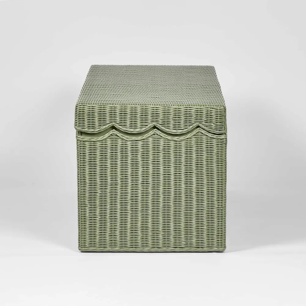 BELLE RATTAN STORAGE BENCH GREEN