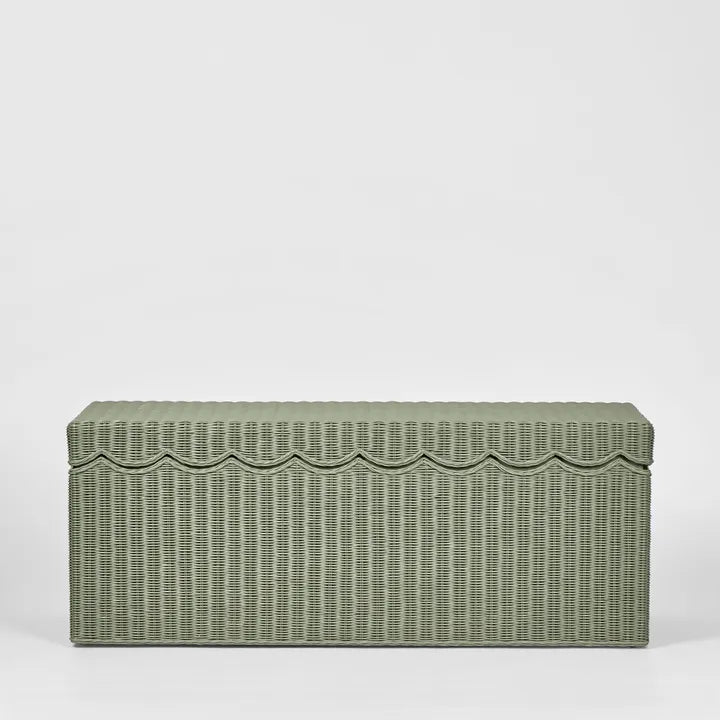 BELLE RATTAN STORAGE BENCH GREEN