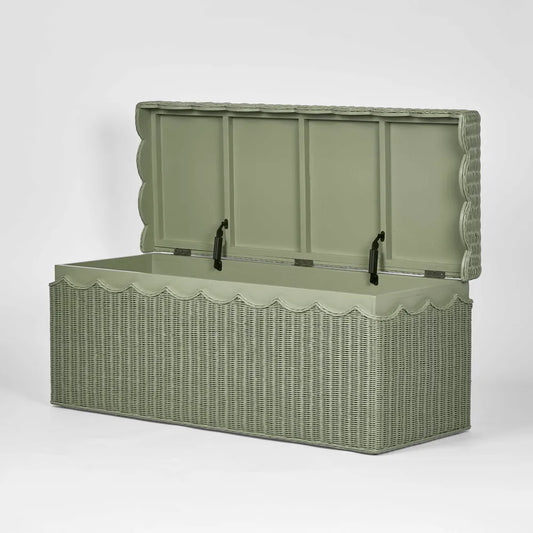 BELLE RATTAN STORAGE BENCH GREEN