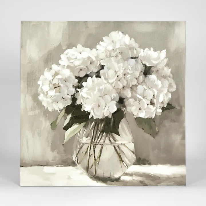 WHITE HYDRANGEAS WALL ART