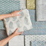 Siam Pacific Blue Linen Cushion - 50cm