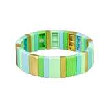 Green and Gold Wide Tile Bracelet
