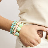Green and Gold Wide Tile Bracelet