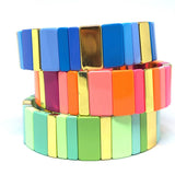 Green and Gold Wide Tile Bracelet