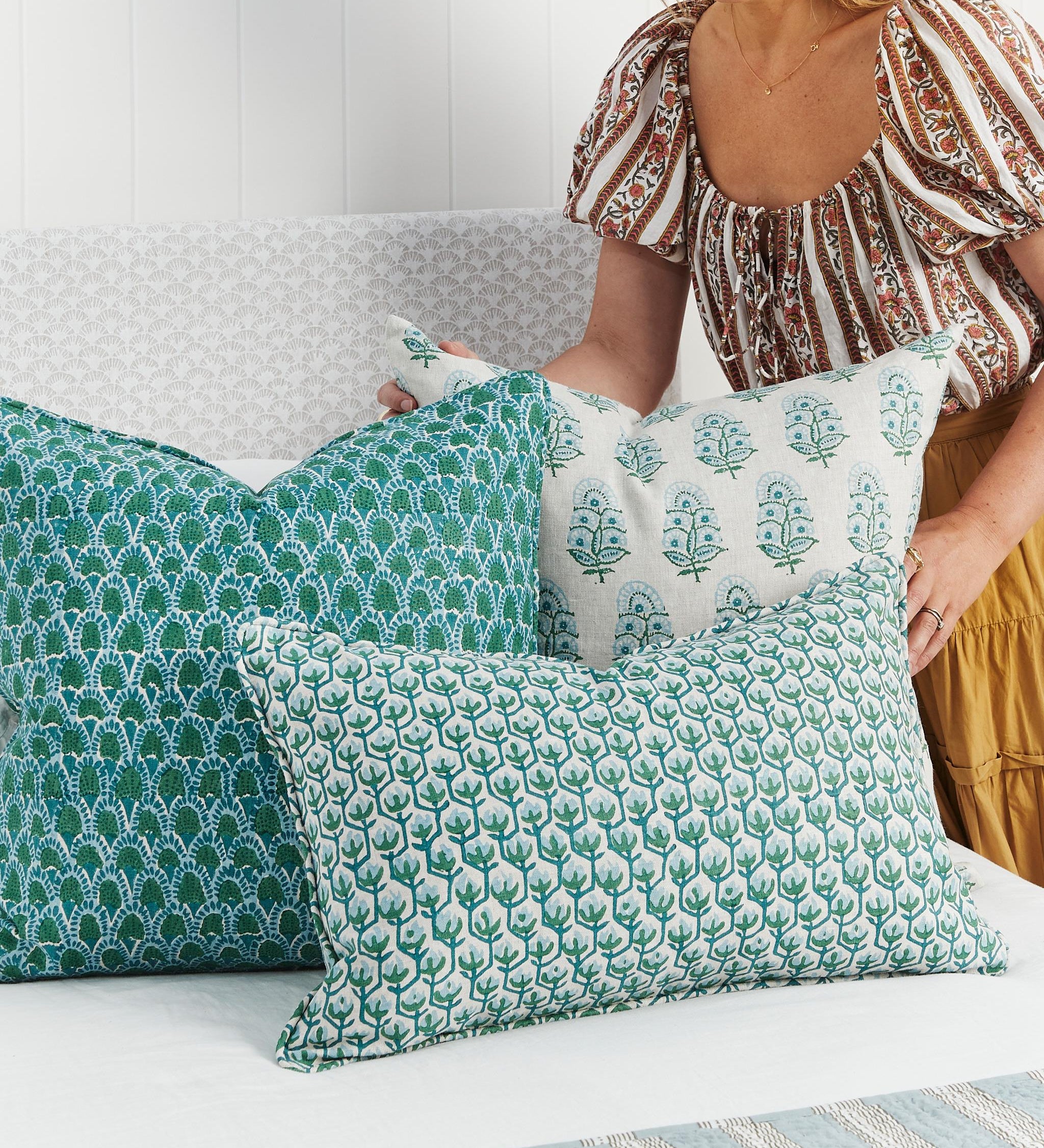 Hermosa Emerald Linen Cushion - 35cm
