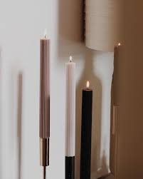 RIBBED S/4 CANDLE DARK TONE - 25CM