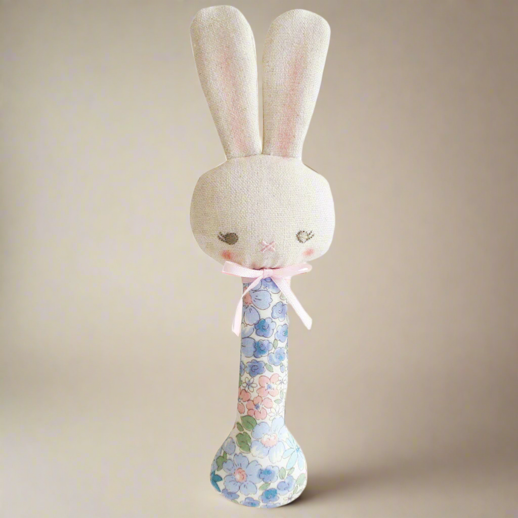 BABY BUNNY STICK RATTLE - LIBERTY BLUE