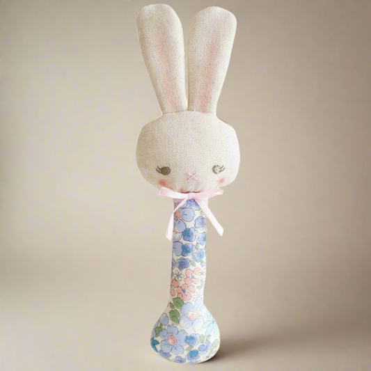 BABY BUNNY STICK RATTLE - LIBERTY BLUE