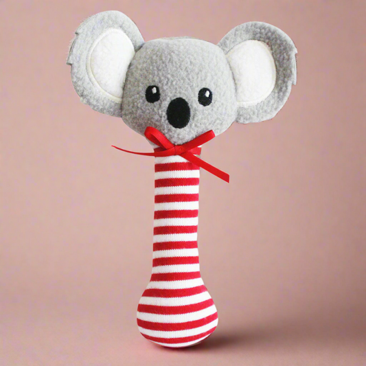 BABY KOALA STICK RATTLE - RED