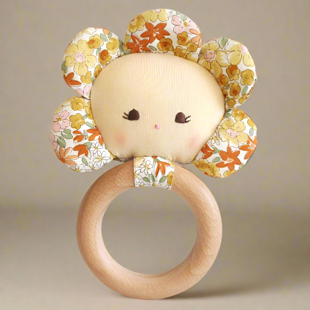 FLOWER BABY TEETHER RATTLE - SWEET MARIGOLD