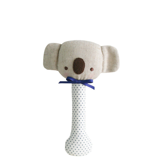 BABY KOALA STICK RATTLE - NAVY SPOT