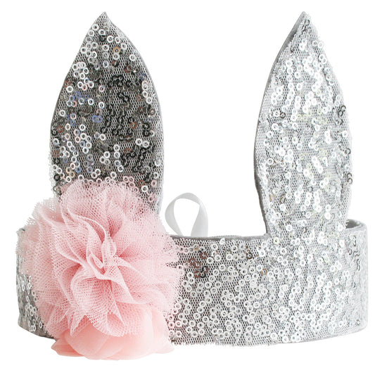 SEQUIN BUNNY CROWN - SILVER