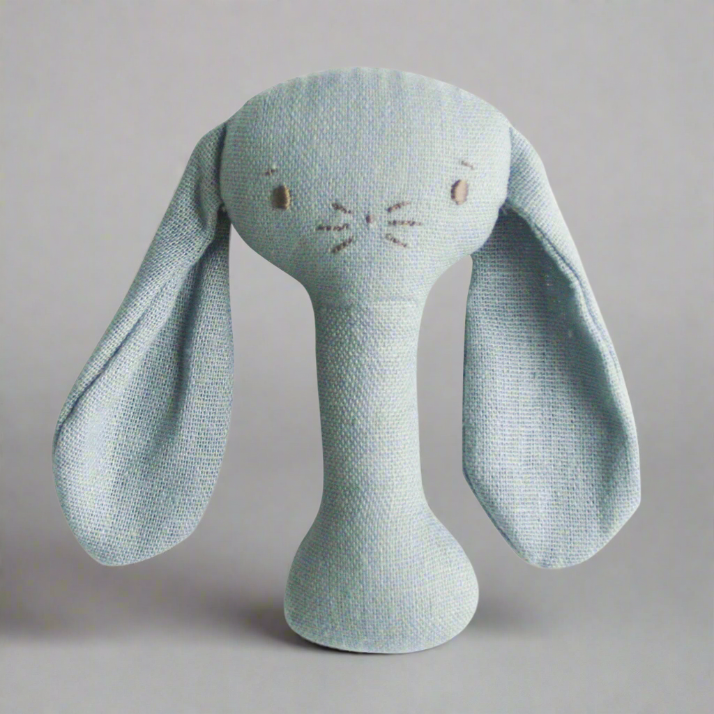 BOBBY BUNNY STICK RATTLE - GREY LINEN