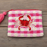 Crab Beaded Candy Checks Purse