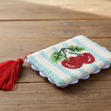 Cherry Beaded Stripe Purse