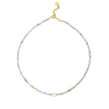 Aqua Cut Stone and Freshwater Pearl Necklace