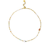 Amber Cut Stone and Freshwater Pearl Necklace