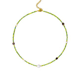 Forest Cut Stone and Freshwater Pearl Necklace