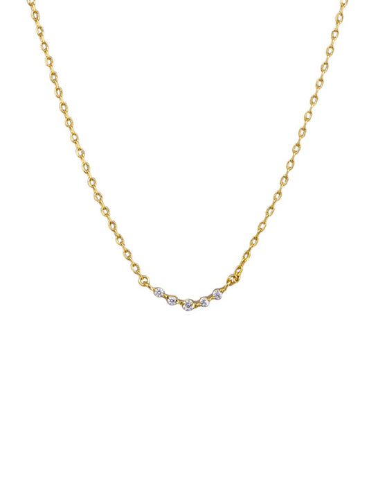 GOLD CRYSTAL DAINTY BAR NECKLACE