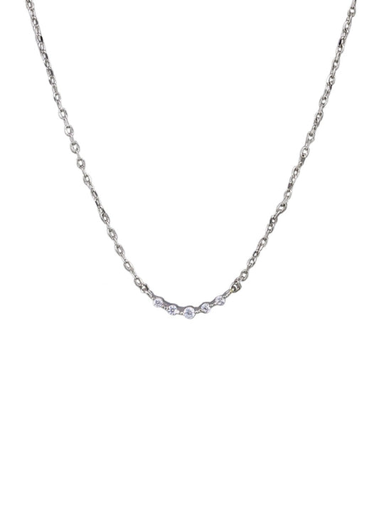 SILVER CRYSTAL DAINTY BAR NECKLACE