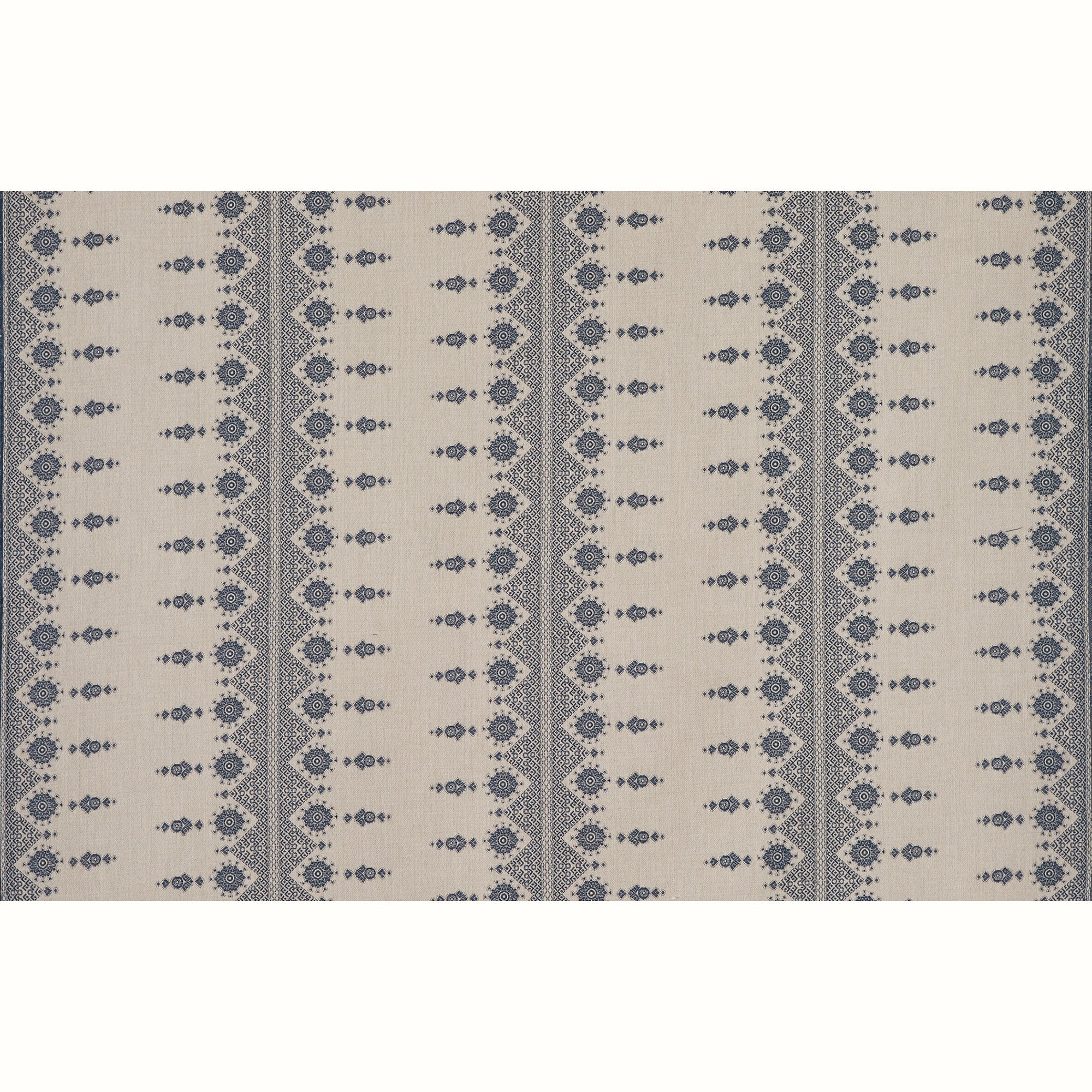 Carmania Indigo on Natural fabric by Peter Dunham shown in detail, reference 131CRM06