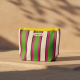 Accessory Pouch - Yellow Binding - Pink/Green Stripe