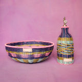 Woven Oil Pourer - Pink/Navy