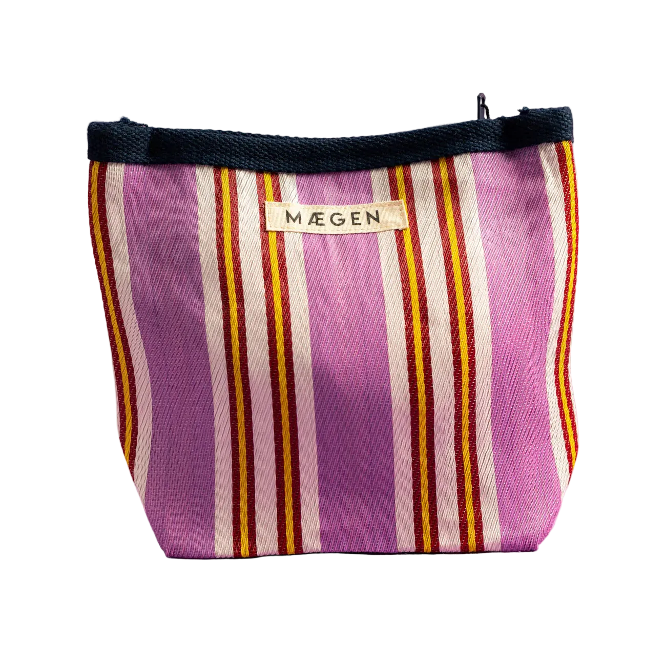 Accessory Pouch - Navy Binding - Pink Red Stripe