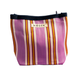 Accessory Pouch - Navy Binding - Pink Red Stripe