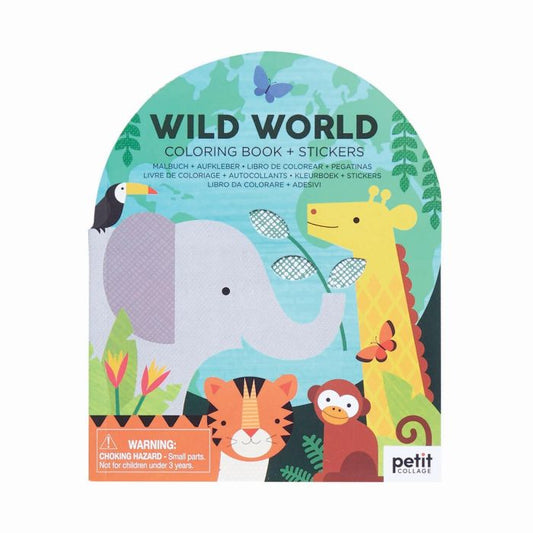 COLOURING BOOK WITH STICKERS - WILD WORLD