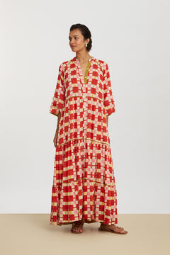 Rambagh Dress - Chess Red