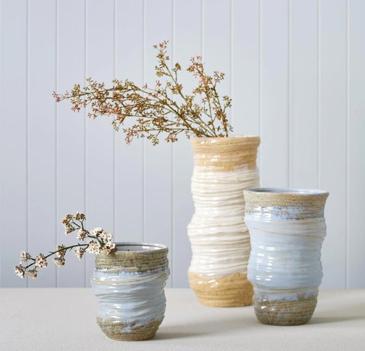 RAVI CERAMIC VASE - BLUE NATURAL