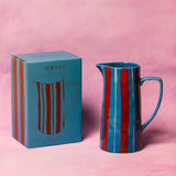Striped Jug - Light Blue & Red