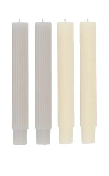 RIBBED S/4 CANDLE LIGHT TONE - 25CM