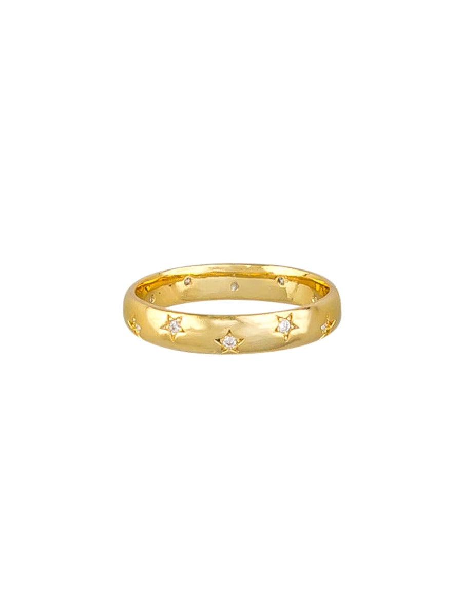 GOLD CRYSTAL STAR BRIGHT RING