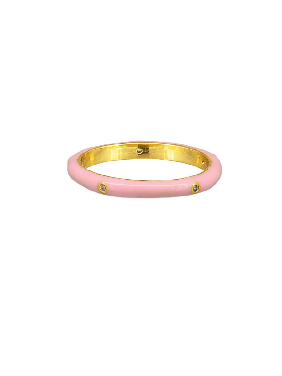 PINK CZ AND ENAMEL RING