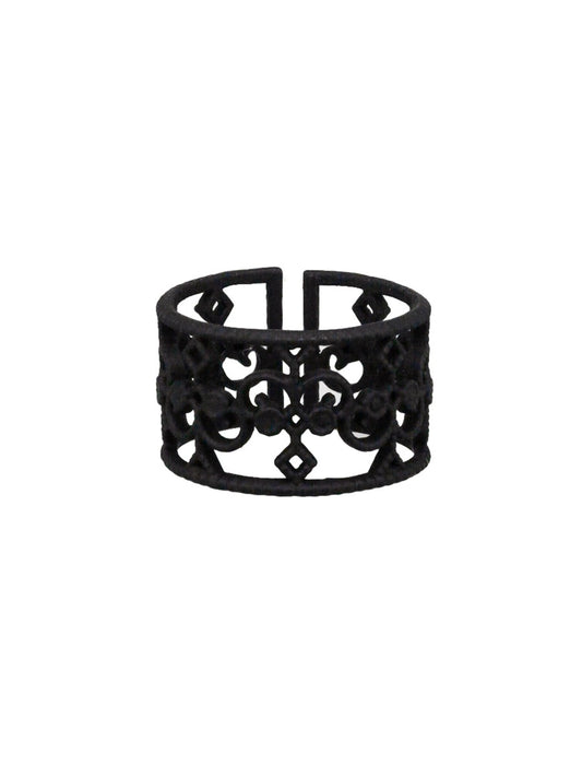 BLACK SCRIPTED CUFF RING