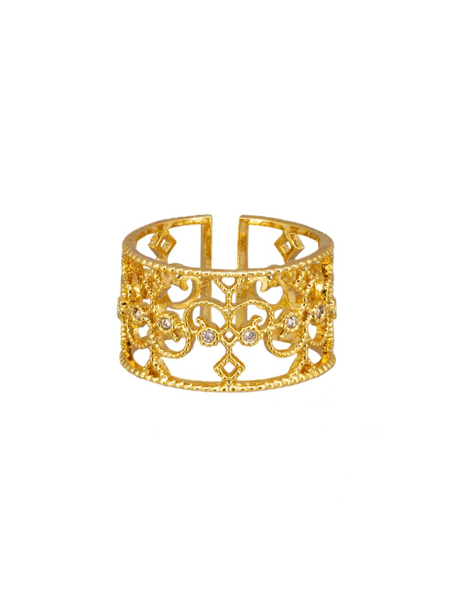 GOLD SCRIPTED CUFF RING