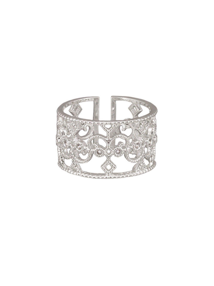 SILVER SCRIPTED CUFF RING