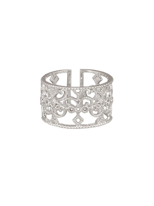 SILVER SCRIPTED CUFF RING